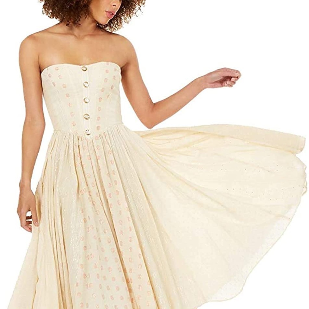 Free People Cream Polka Dot Amanda Midi Dress